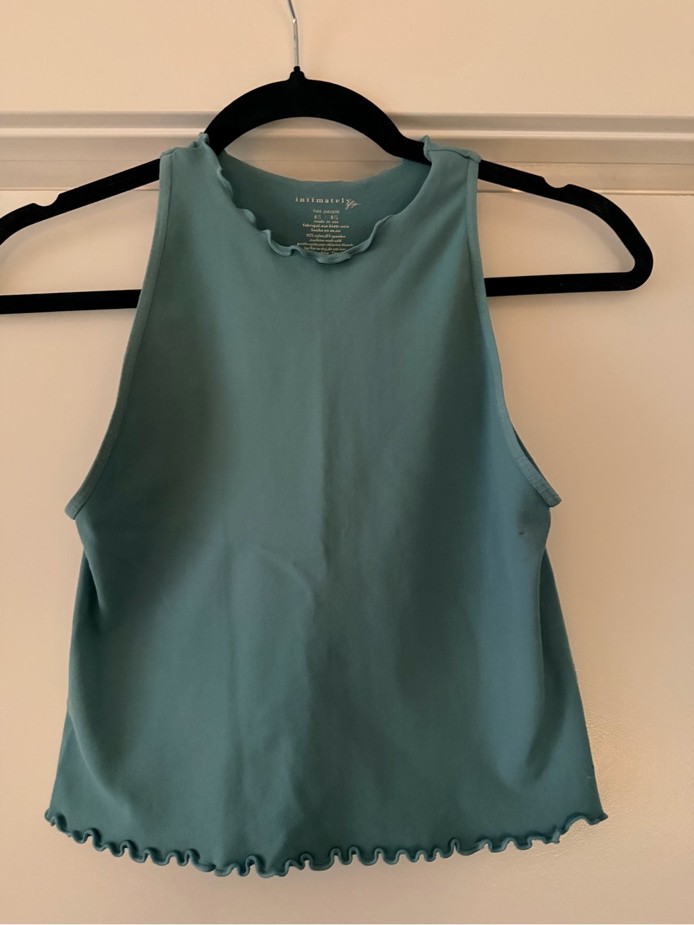 Free People Teal Lettuce-Edge Tank Top